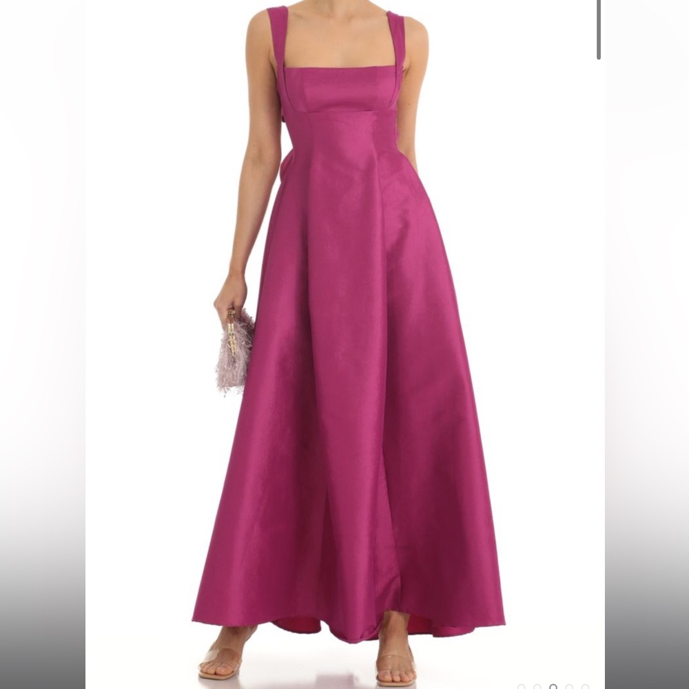 Lucy in the Sky Fit and Flare Maxi Dress in Dark Pink